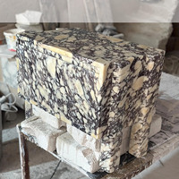 Table de Chevet Moderne de Luxe en Pierre Naturelle, Marbre Calacatta Viola, avec Tiroir en Chêne pour Chambre et Salon