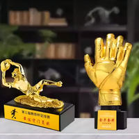 Trophée de football en polyrésine et cristal gravé au laser, étanche, avec finition or, argent, bronze et zone de personnalisation