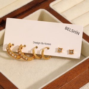 Fashion <b>Fine</b> Women <b>Earrings</b> Set Row Diamonds Statement Vintage Monogrammed CZ Zircon <b>Earrings</b> - Product Image 2