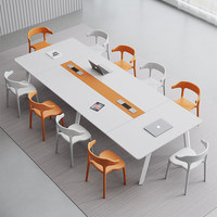 HYZ-237X Ensemble de table et de chaises de conférence en bambou moderne pour 8 personnes, design anti-basculement, résistant à la corrosion, utilisation au bureau/salle de formation