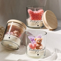 Velas Aromáticas de Cera de Soja con Diseño de Oso y Mariposa, Hechas a Mano, para Decoración del Hogar, Regalos Aromáticos