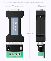 Convertisseur bidirectionnel de communication série passive industrielle DTECH DT-9000 RS232 vers RS485