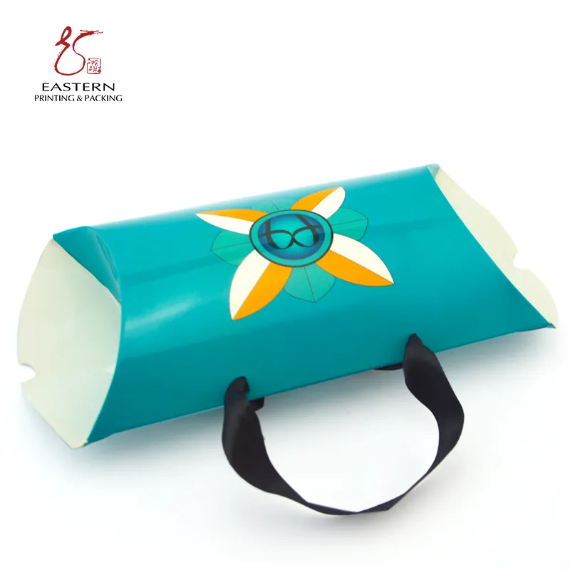 Scatola di cuscino pieghevole di buona qualità che imballa il logo personalizzato della scatola di imballaggio del negozio di carta del regalo del cioccolato della caramella