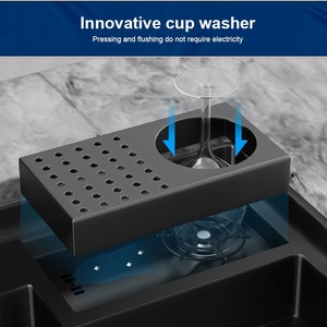 Fregadero de cocina de acero inoxidable escalonado, plato de lavado doméstico y lavabo de verduras, ranura única multifuncional grande con arandela de taza - Product Image 5