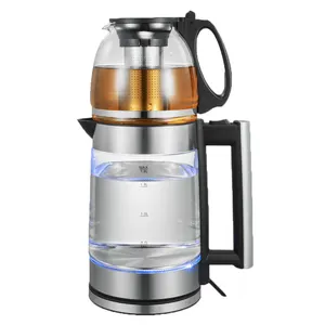 Hete Verkoop 1.8 L Glazen Waterkoker Samovar Dubbele Turkse Thee Maker Glazen Theepot Set Elektrische Glazen Waterkokers