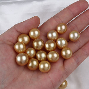 Cuentas de perlas doradas redondas de agua salada, naturales y reales, 12-13mm - Product Image 5