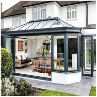 Véranda en verre isolée thermiquement, résistante aux intempéries, à double vitrage, pour jardin d'hiver, pour maison en verre et aluminium