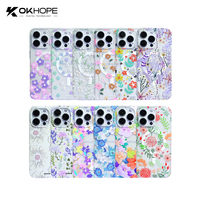 INS Transparent Feuilles Fleur Anti-Chute Téléphone étui pour iphone 15 Pro Max De Luxe Magnétique Doux IMD Pare-chocs Nouveau Design XS