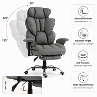 Chaise de bureau de direction moderne à dossier haut, rembourrée et confortable, inclinable à 155 degrés, ergonomique, en cuir PU, avec 3 vérins à gaz et accoudoirs réglables en hauteur