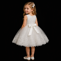 Gaun Pesta Anak Perempuan Elegan D9176 dengan Tali di Belakang, untuk Pernikahan, Pengiring Pengantin, Kontes Kecantikan, dan Pengiring Bunga