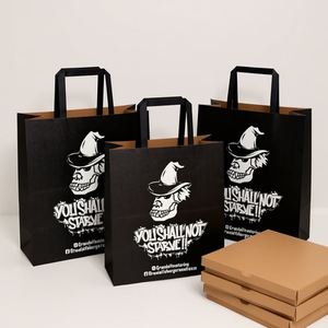 Modern Big Black Kraft <b>Paper</b> Bag for Restaurant Takeaway and Gift Packaging Custom Logo Factory Price - Product Image 1