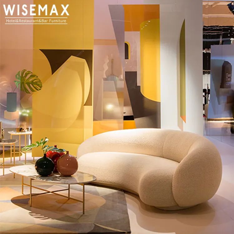 Newest modern design hot sale curved shaped sofa supplier velvet sofa furniture Leisure Living Room Fabric Sofa