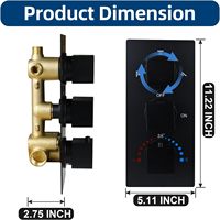 Robinet de douche à 3 voies en laiton HOMEDEC |   Kit de garniture de remplacement pour mitigeur de douche thermostatique à 3 poignées, modèle robuste, Chine