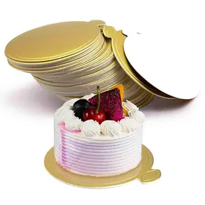 Mini Square /Round Golden Cardboard Cake Base 100PCS Cake Paper Plates Dessert Board Base Grease-Proof Pastry Cardboard