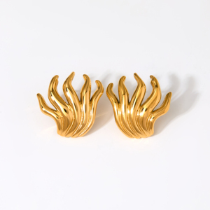 2025 nuovo oro 18K Pvd placcato ipoallergenico in acciaio inox moda viticcio fiamme impermeabile orecchini gioielli - Product Image 1