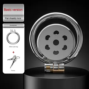 Ultra-Kleine Platte Kuisheid Slot Vogelkooi Opwindend Sm Seksspeeltje Voor Mannelijke Cb Lock Training Gebogen Snap Ring Lock Opsluiting Dildo - Product Image 6