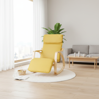 Fauteuil à bascule avec repose-pieds, design scandinave moderne, chaise en bois courbé, structure en bois K/D, tissu en velours, housse amovible, appartement