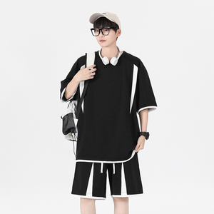 PASUXI Tuta Sportiva da Uomo Personalizzata in Maglia Traspirante, Set 2 Pezzi con T-shirt a Maniche Corte e Pantaloncini, Abbigliamento Sportivo Estivo Streetwear - Product Image 2