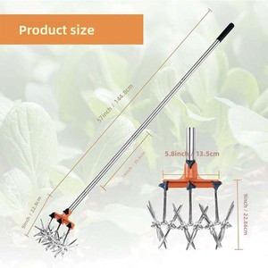 Cultivateur rotatif manuel réglable LTJY, largeur de travail de 15 cm, outil de jardinage en acier inoxydable pour retourner et ameublir la terre - Product Image 4
