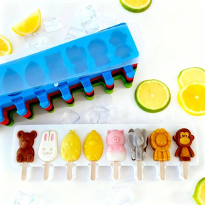 Molde de silicona para helados de 8 cavidades, con formas de animales, frutas y geometría, para helados caseros para niños, de grado alimenticio, sin BPA, duradero, DIY - Product Image 3