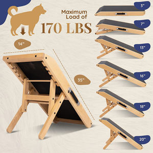 Rampa per Animali Domestici JIUZE in Legno Massiccio di Lusso, Pieghevole e Portatile, Gradino Regolabile per Cani da Esterno con Tappetino Antiscivolo, Sostenibile - Product Image 4
