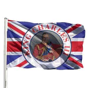 Gahumi <span class=keywords><strong>rey</strong></span> británico Carlos III bandera coronación 2024 banner impreso personalizado publicidad 3X5 bandera ceremonia celebración - Product Image 4