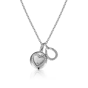 Valentine's Day Gift Jewelry 925 Sterling Silver CZ Diamond Heart Pendant Necklace