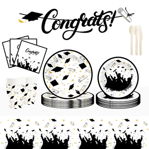 DAMAI Graduation Decorations Disposable Party Tableware Graduation Season Decorative Paper Cup Plate Tablecloth <b>Banner</b> - Product Image 2