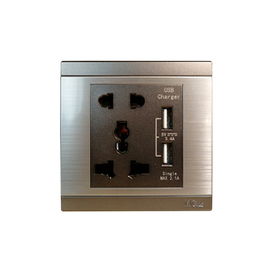 Prise universelle MGA en acier inoxydable 304, cuivre, ignifuge, PC, SPCC, fer, avec chargeur USB - Product Image 1