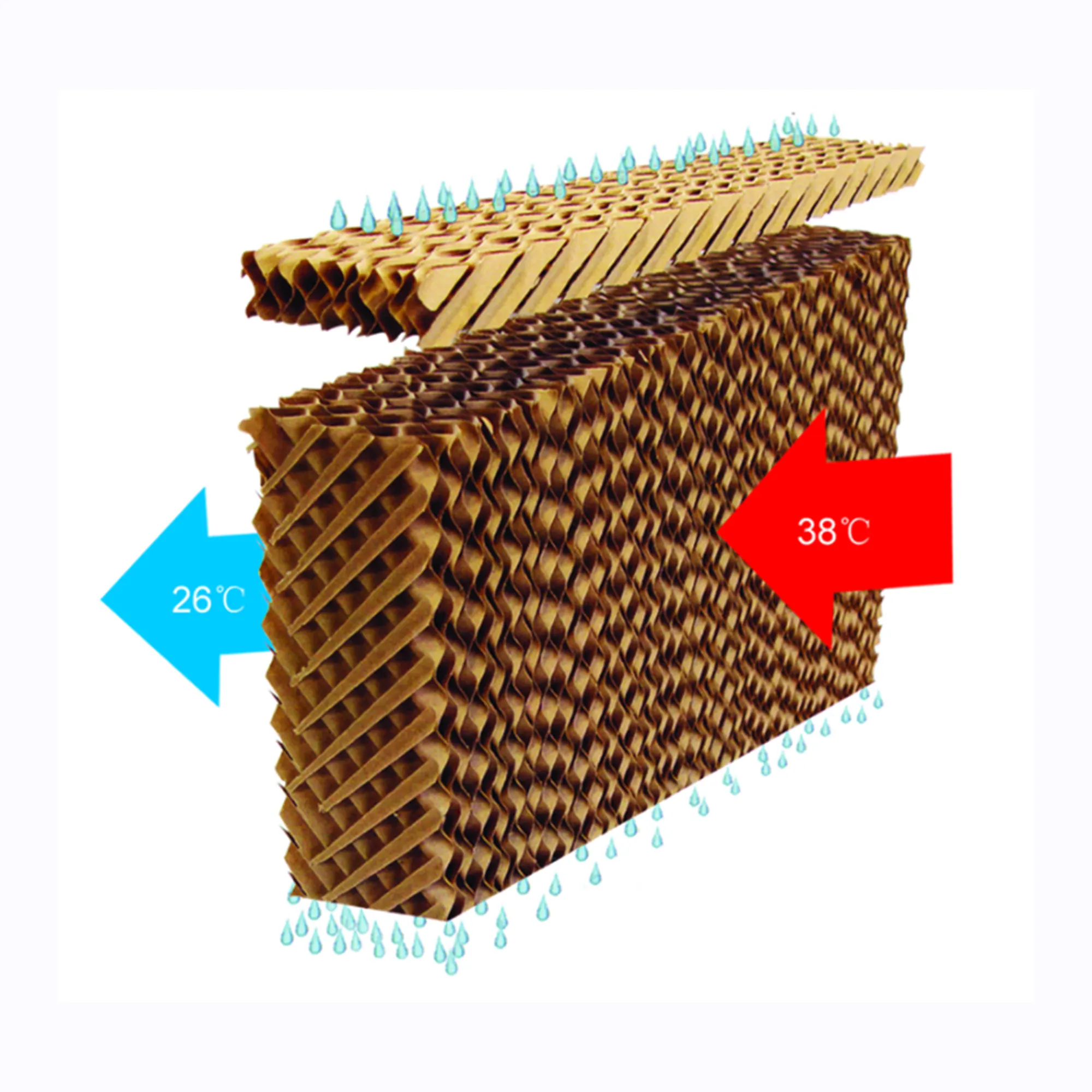 Kunden spezifische Farb größe Jiamusi Holz zellstoff Papier Verdunstung Wärme absorption Modell Wasser vorhang