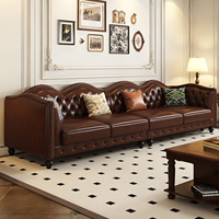 Ensemble de canapés en cuir véritable de style américain de luxe, combinaison de meubles de salon, meubles pour hôtel et bureau