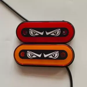 Đèn báo rẽ <span class=keywords><strong>LED</strong></span> 1x kiểu mắt quỷ với vòng halo xanh nhấp nháy, bán chạy, đèn hậu xe tải 24V - Product Image 2