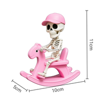 Nouvelle Sculpture Créative Cheval à Bascule Squelette Fantôme d'Halloween 3D avec Roue d'Équilibre, Réaliste et Personnalisable en Résine pour la Maison