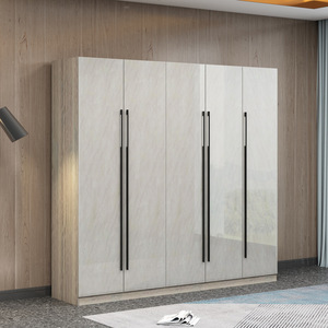 Armario minimalista de 3 o 4 puertas con paneles abatibles, armario de almacenamiento nórdico moderno para dormitorio, armario de gran capacidad - Product Image 2