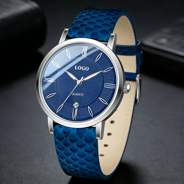 Men's Luxury Minimalist Quartz Analog Watch with Stainless Steel Case and Genuine Leather Strap Water Resistant