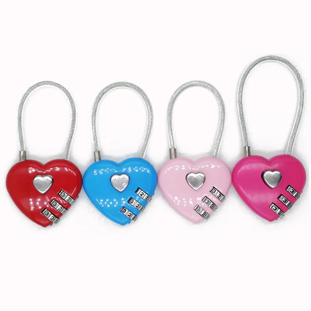 Hot Selling Wire Rope Combination Lock Aluminum Luggage Combination Lock Wholesale Wedding Love Lock