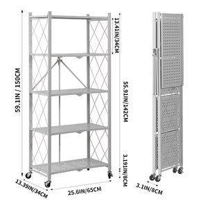 Étagères de rangement pliantes à 3, 4 ou 5 niveaux, unités de rayonnage métalliques pour le rangement, étagères de cuisine <span class=keywords><strong>sur</strong></span> roulettes, étagères de garde-manger, bibliothèque - Product Image 1
