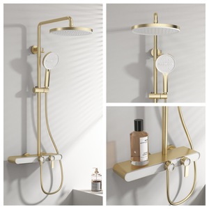 Set Doccia in Rame per Hotel e Uso Domestico, Anti-calcare, <span class=keywords><strong>a</strong></span> <span class=keywords><strong>Risparmio</strong></span> <span class=keywords><strong>Idrico</strong></span>, Doccia di Alta Gamma con Pulsante, Design Minimalista - Product Image 2