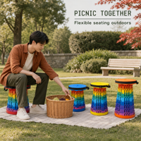 Tabouret rond en plastique pour pique-nique et moments de convietement, idéal pour le plaisir en groupe, les couvertures circulaires et les repas partagés, pour des moments de rires.