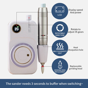 Hiển thị mới có thể sạc lại điện làm móng tay phay Cutter Nail Khoan Máy Set Nail tập tin khoan bit đánh bóng cho Nail Salon - Product Image 6