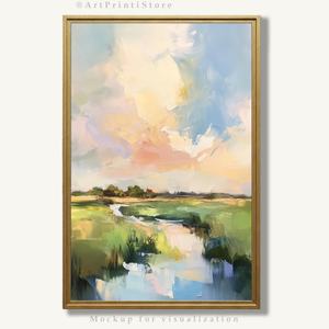 Peinture à l'huile originale sur toile, grande œuvre d'art murale, peinture abstraite de nuages, art mural de paysage pour la maison et la galerie - Product Image 1