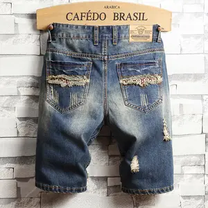 Schlussverkauf zerrissene 5-Cent-Shorts Sommer Persönlichkeit zerrissener Bettler Trend Jeans Herren