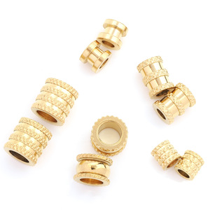 Cuentas de agujero grande de cintura pequeña de acero inoxidable, colgante de hilo en relieve para collar, accesorios - Product Image 3