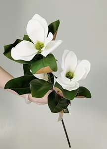 Vente flash : 3 têtes de fleurs de magnolia artificielles pour la décoration de la maison, arrangement floral de mariage, fleurs de magnolia artificielles blanches - Product Image 3