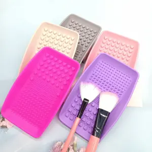 New Arrivals Silicone Makeup Brush Cleaning Mat Portable Makeup Brush Cleaner Pad With belt Cosmetic Brush Washing Tool