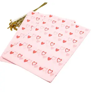 奢华定制粉色心形品牌标志印刷礼品包装薄纸化妆品饰品包装