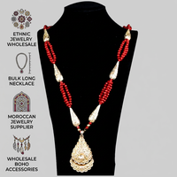 Collier long marocain, chaîne de pull perlée pour femme algérienne, chaîne de corps ethnique en filigrane doré, bijoux tribaux bohèmes en gros
