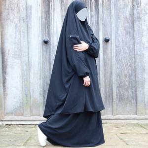 <span class=keywords><strong>Jilbab</strong></span> de maternité <span class=keywords><strong>2</strong></span> pièces noir modeste à vêtements musulmans islamiques personnalisés avec fermeture éclair d'allaitement - Product Image 2