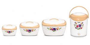 ชุดกระติกเก็บความร้อน-เย็นสแตนเลสอย่างดี ขนาด 2 ลิตร ยี่ห้อ Majestic Best ฝาเปิดแบบพลิก ดีไซน์ลายดอกไม้หรูหรา สำหรับใช้ในบ้านและร้านอาหาร - Product Image 2
