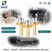 Diode laser infrarouge UOC U-LD-98A071A 980nm 100mW TO-18 5.6mm, laser semi-conducteur pour instruments de mesure